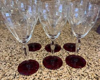 vintage Weston Glass Company water goblets from the 1930s