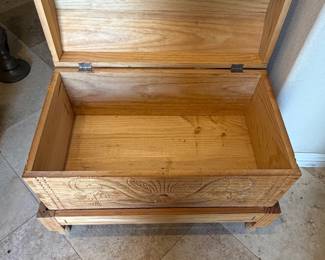 vintage hand-carved wooden chest