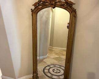 antique French or American gilded pier mirror, likely dating from the 19th century