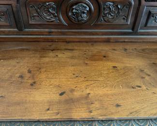 antique French Breton-style carved sideboard or buffet