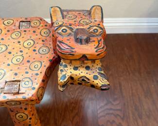handcrafted Mexican jaguar bench from approximately the 1960s