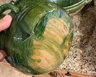 vintage green glazed pottery bowls from Oaxaca