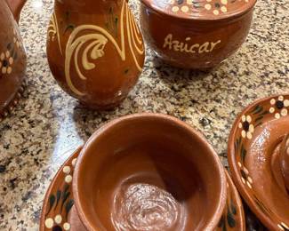 handcrafted Mexican pottery tea service set