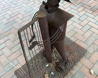 Mexican folk art sculpture crafted from recycled scrap metal