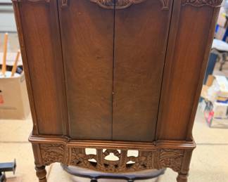 antique floor-model radio cabinet manufactured by Stromberg-Carlson 1920’s