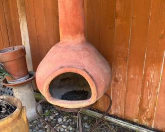 traditional terracotta clay chiminea