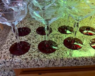 vintage Weston Glass Company water goblets from the 1930s