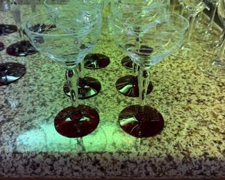 vintage Weston Glass Company water goblets from the 1930s