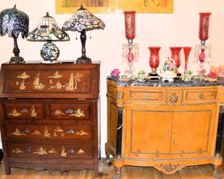 Secretary and buffet server w marble top