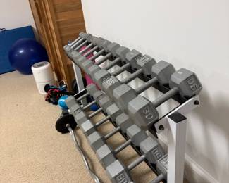 Dumbbells and weight rack