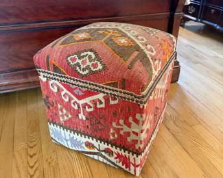 Vintage woven storage stool 