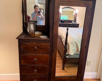 Antique mahogany dressing armoire 