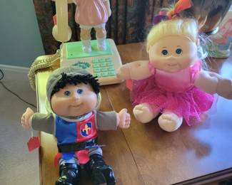 Vintage cabbage patch doll phone and dolls 