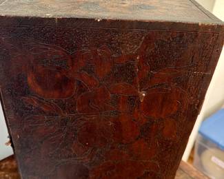 Early 1900's Pyrography Wall Cabinet