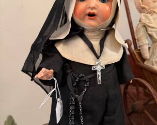 Antique Nun Doll Composition Sleep Eyes