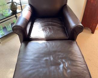 Pottery Barn Mitchell Gold Line Leather Chair and Ottoman