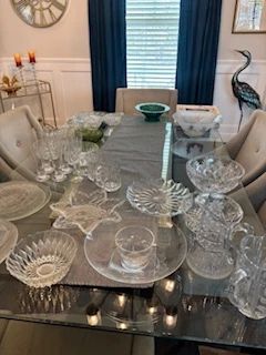 Crystal bowls, pitchers, glasses and platters including some Waterford