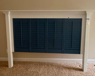 Custom Wooden Headboard with Louvered Panels