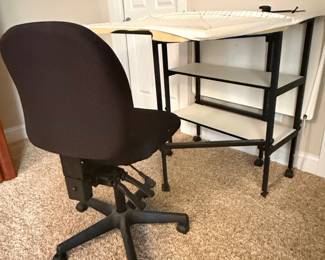 Sew Ready Standing Height Mobile Folding Expandable Craft Table with Rolling Chair