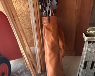 Vintage Golf Club Set with Leather Golf Bag