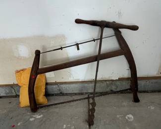 Antique Wooden Auger Saw with Brace