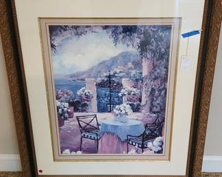 Framed Print of Italian Courtyard Scene by Sam Park
