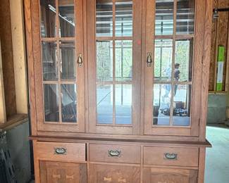 Oak Arts and Crafts China Cabinet