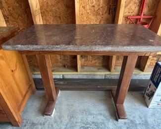 Rustic Wooden Table with Speckled Granite Top