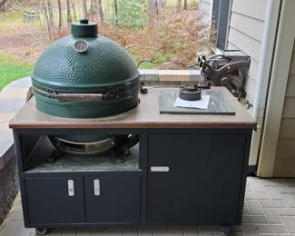 Large Big Green Egg Grill with Challenger Designs Torch Cart