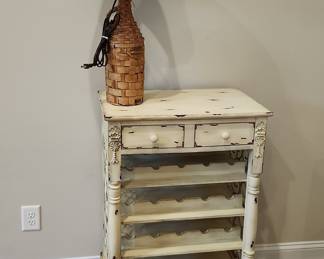 Distressed White Wine Rack Cabinet