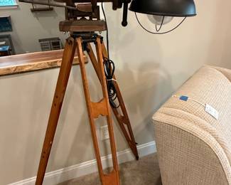 Vintage Surveying Tripod Spotlight Floor Lamp
