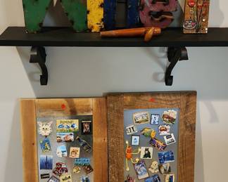 Rustic Reclaimed Wood Magnet Boards with Assorted Magnets