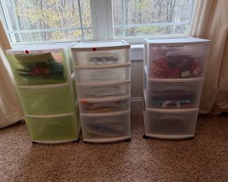 Sterilite 3-Drawer Wide Storage Cart (Set of 3)