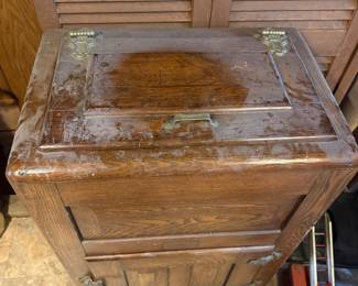 Antique Oak Ice Box Refrigerator