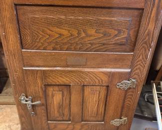 Antique Oak Ice Box Refrigerator