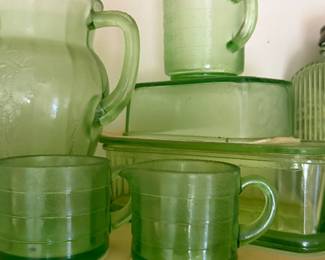 Vintage Green Depression glass dishes
