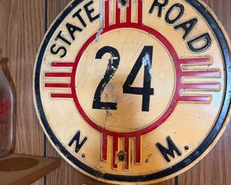 Vintage Enamel State Road 24 New Mexico Road Sign