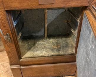 Antique Oak Ice Box Refrigerator