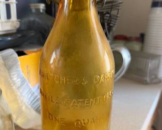 Thatcher's Dairy One Quart Milk Bottle Amber Colored Glass