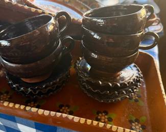 Old Mexican Pottery cups and saucers