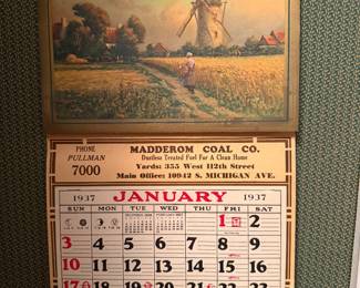 Madderom Coal 1937 Calender 10942 south michigan