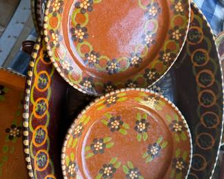 Mexican Pottery Plates and matching serving tray