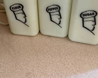 Antique Flour, pepper and sugar shakers