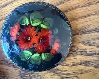 Russian hand painted brooch