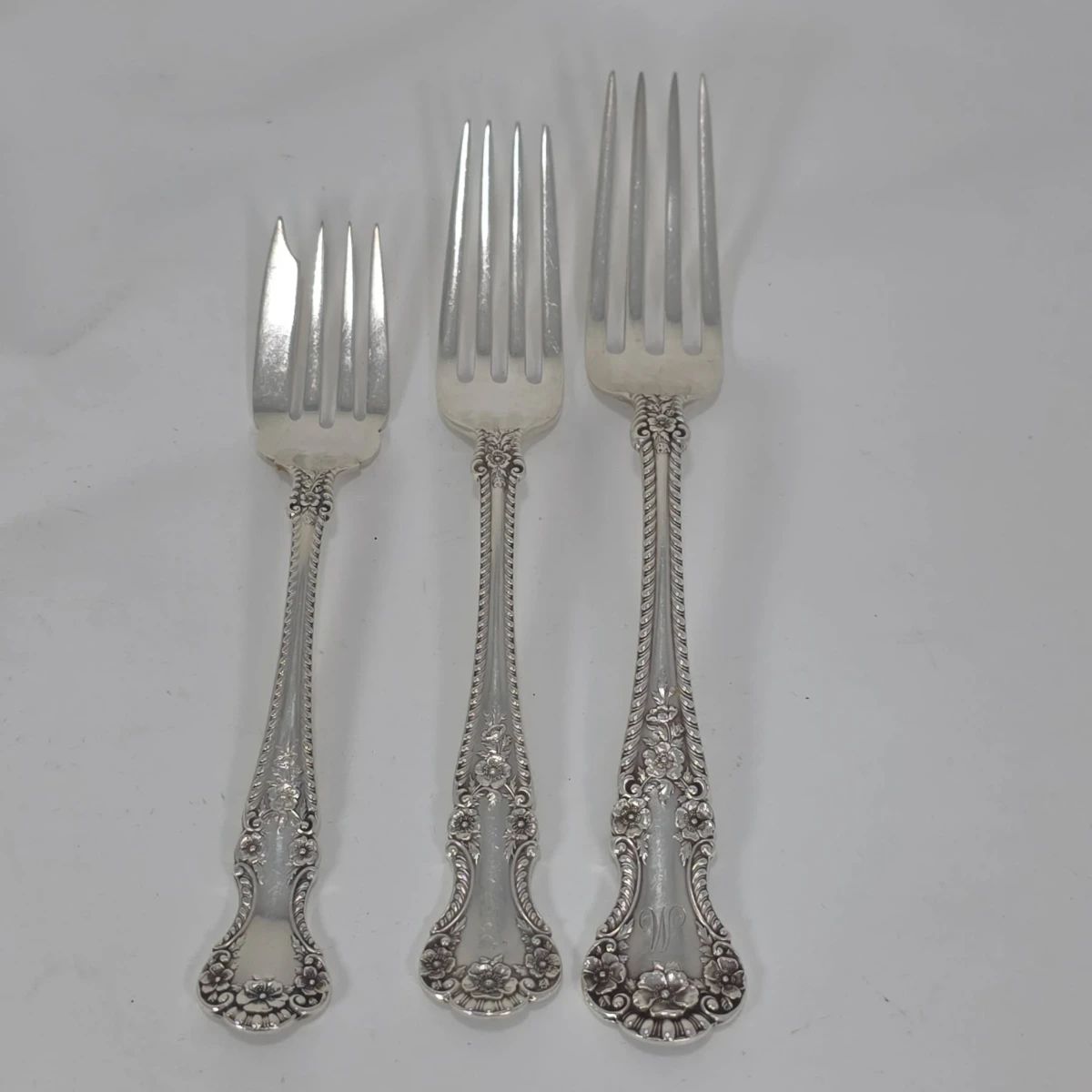  01 Gorham  Cambridge  Sterling Sliver 11 Small Salad 15 Salad 16 Dinner Forks
