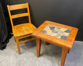 Vintage Stone And Wood Table