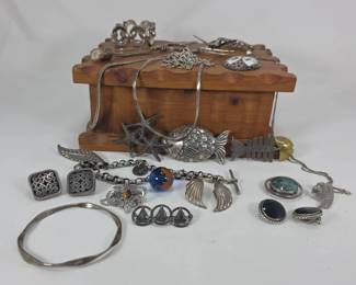 Sterling Silver 925 Stamped Jewelry Mystery Lot Includes 1 planet Earth Glass Marble