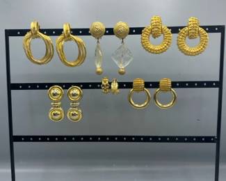 Gold Dangle Clip On Earrings 