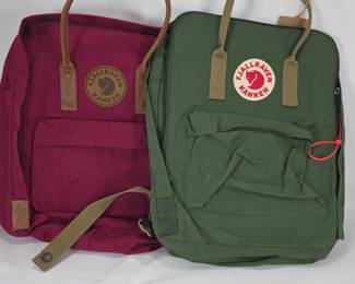 Two Fjallraven Kanken Backpacks Spruce Green NWT Red Has Leather Handles