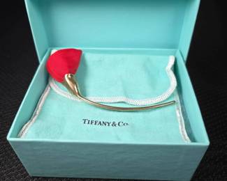 Tiffany  Co. Elsa Peretti Amapola Poppy Flower Brooch Sterling Silver